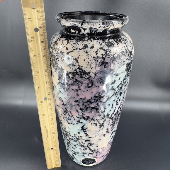 Harris Potteries Chicago Vase Splatter Black Multicolor Glaze Rare Glaze 11inch - Picture 3 of 15